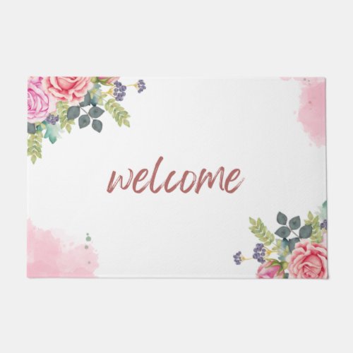 FLORAL PINK WELCOME DOORMAT