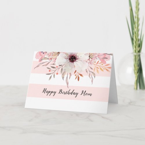 Floral Pink White Birthday or Mothers Day Card