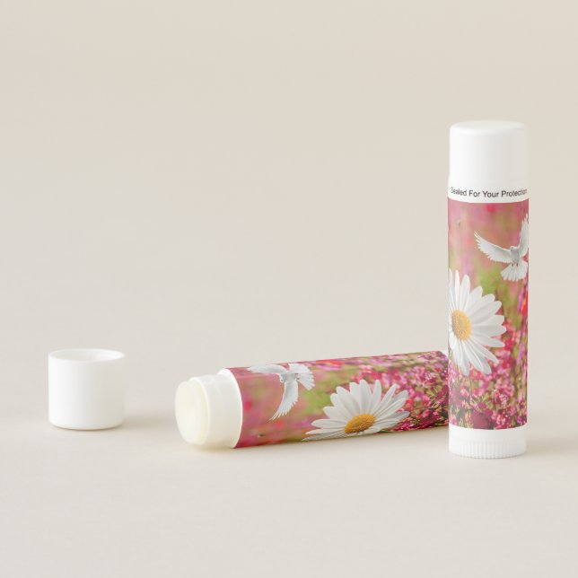 Floral Pink White Daisy Dove Lip Balm (In Situ)
