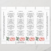 Floral Pink White Funeral Bookmark (Back)