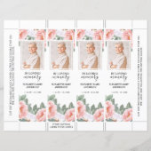 Floral Pink White Funeral Bookmark (Front)