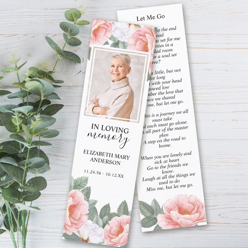 Floral Pink White Funeral Bookmark