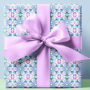 Floral Pink Women's Golf Pattern Wrapping Paper Sheets