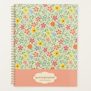 Floral Pink Yellow Flowers Cottage Vintage Style Planner