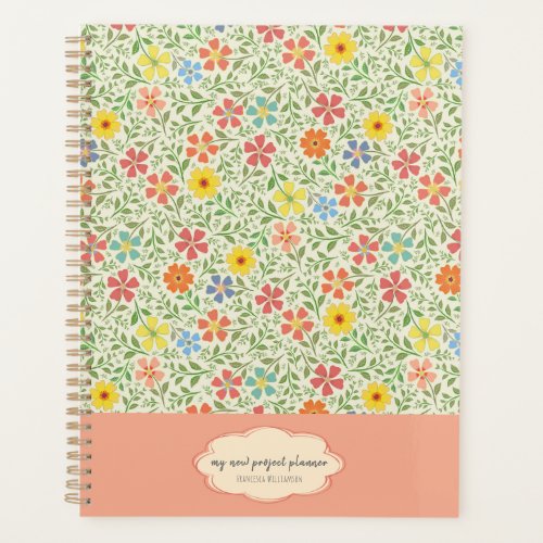 Floral Pink Yellow Flowers Cottage Vintage Style Planner