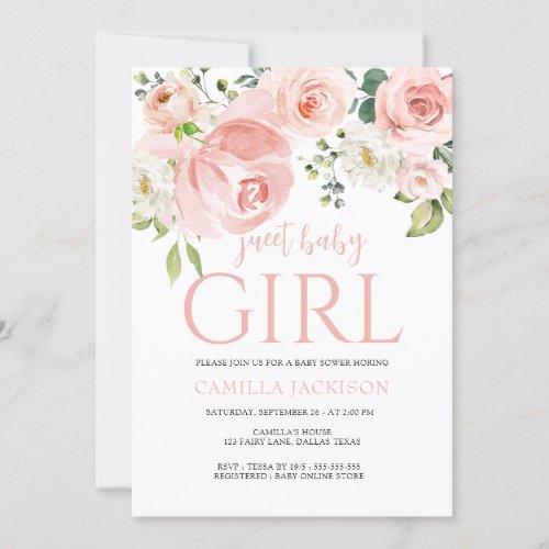 Floral pink yellow  girl baby shower welcome sign invitation