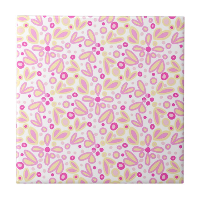 Floral Pinks Ceramic Tile (Front)