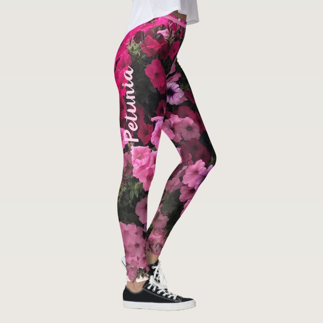 Floral Pinks Purples Green Garden Personalize Leggings (Right)