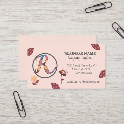 Floral Pinky Peach Business Card with Logo