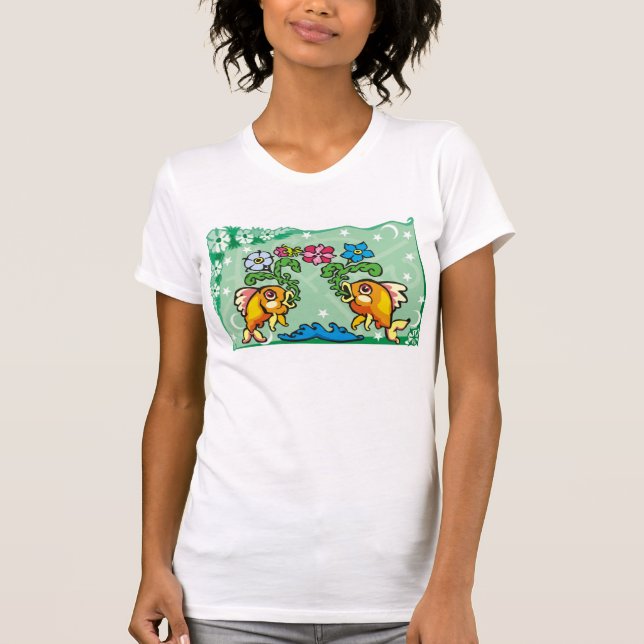 Floral Pisces Fish with flowers T-Shirt (Front)