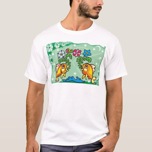 Floral Pisces Fish with flowers T-Shirt (Front)
