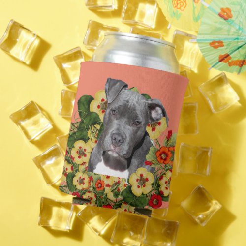 Floral pitbull mom  can cooler