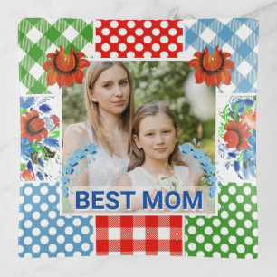 Floral & Plaid Photo Frame Mother's Day Trinket Tray