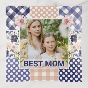Floral & Plaid Photo Frame Mother's Day Trinket Tray