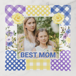 Floral & Plaid Photo Frame Mother's Day Trinket Tray
