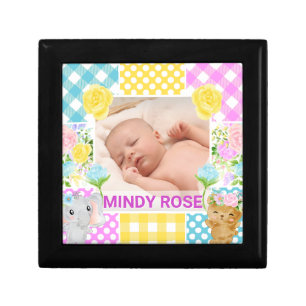 Floral & Plaid Photo Frame Newborn Baby Gift Box