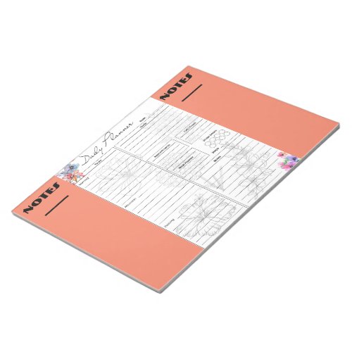 Floral Planner Notepad To Do lists with note areas