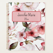 Floral Planner Personalize with Name, Year