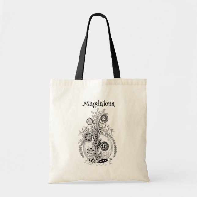 Floral plant in Tangle design -  Tote Bag (Front)