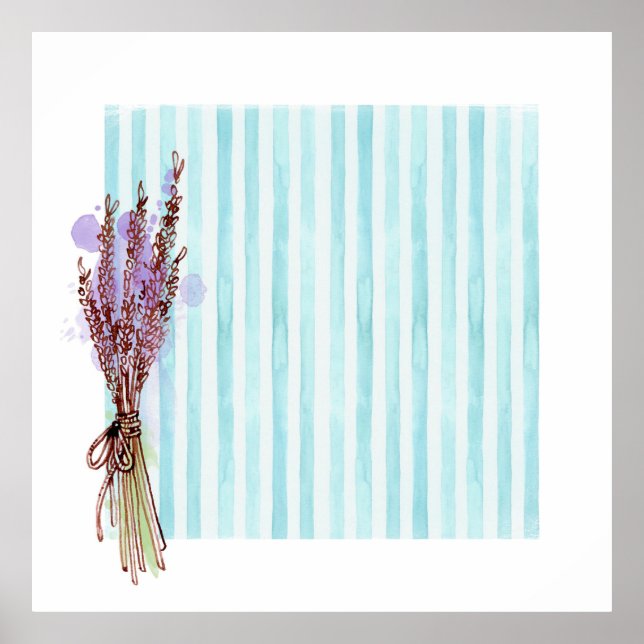 Floral plant lavender blue stripe poster (Front)
