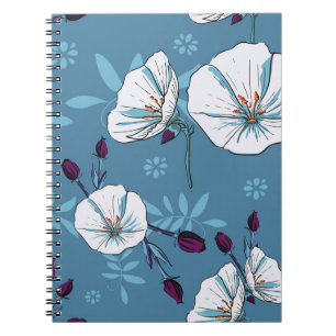 Floral plants botanical seamless pattern backgroun notebook