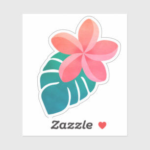 Floral Plumeria Tropical Leaves Hawaii Sticker