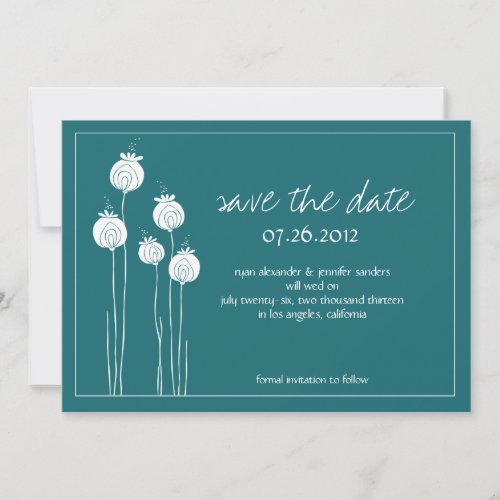 Floral Pods Teal Save the Date