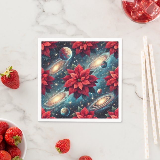 Floral Poinsettia Celestial Pattern Decoupage Napkins (Insitu)