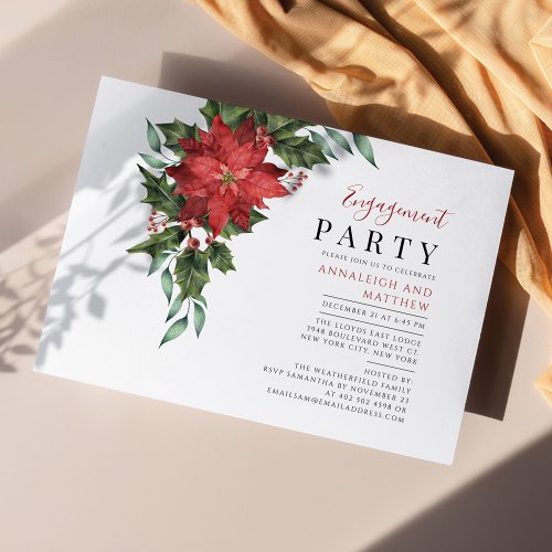 Floral Poinsettia Engagement Party Invitation