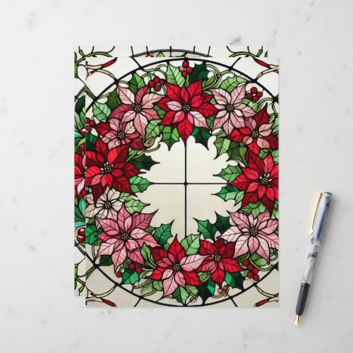 Floral Poinsettia Wreath Stained Glass Scrapbook