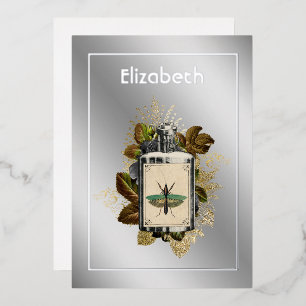 Floral Poison Lotion Halloween Gothic Foil Invitat Invitation