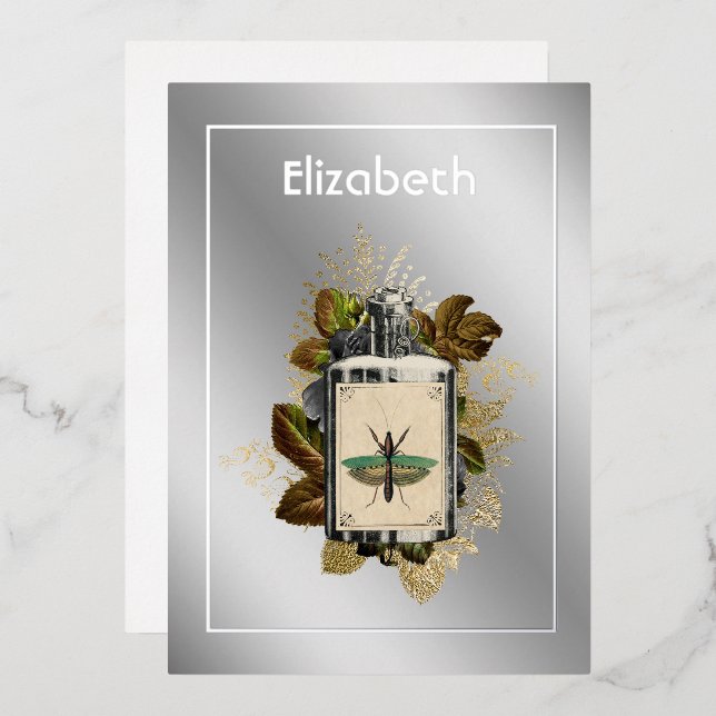 Floral Poison Lotion Halloween Gothic Foil Invitat Invitation (Front/Back)