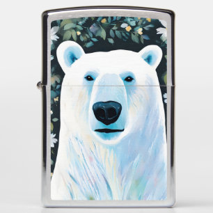 Floral Polar Bear Zippo Lighter