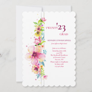 Floral Pole Graduation Invitation