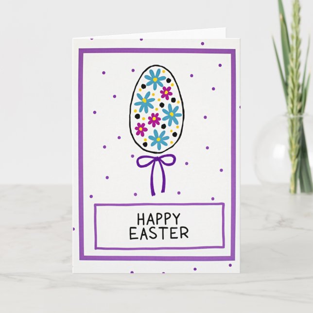 Floral Polka Dot Easter Card (Front)