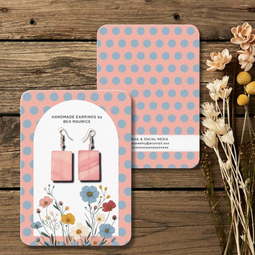 Floral Polka Dots Earring Display Holder Card