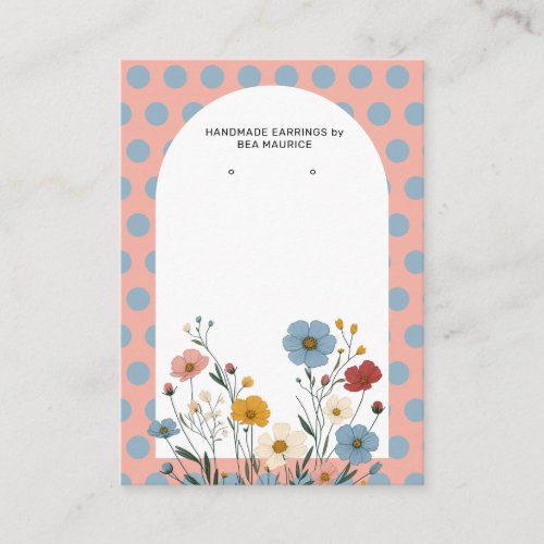 Floral Polka Dots Earring Display Holder Card
