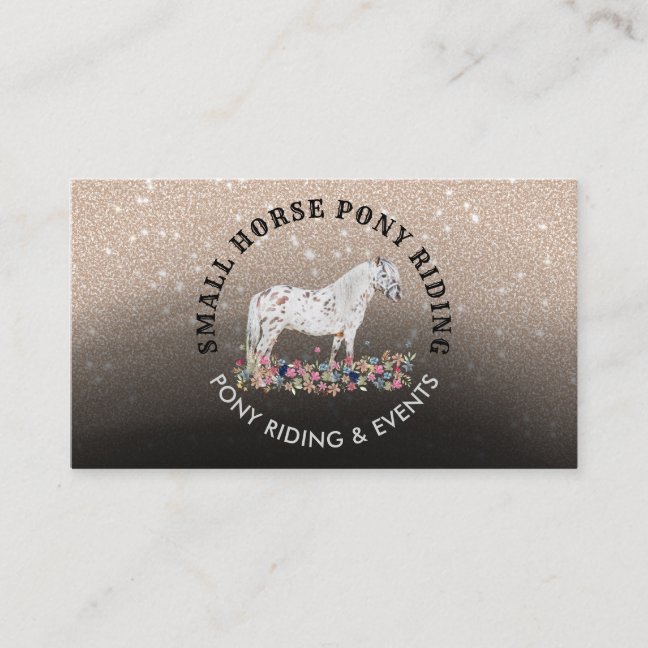 Floral Pony Equestrian Trainer Horse black Business Card