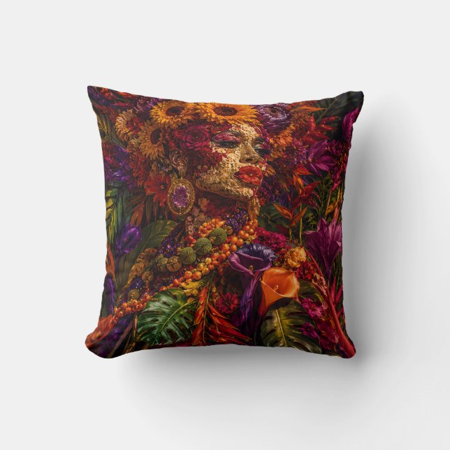 floral pop, african queen, botanical throw pillow (Front)