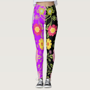 Floral Pop Art Painting Bi-Color Pattern Leggings