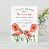 Floral Poppies Baby Shower Invitation Neutral (Standing Front)
