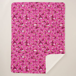 Floral poppies pink pattern. sherpa blanket
