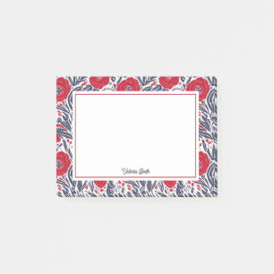 Floral Poppies Red And Blue Post-it Notes