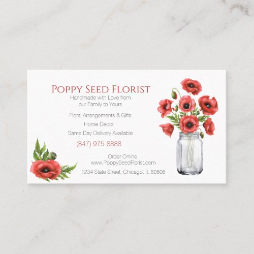 Floral Poppy Business Card