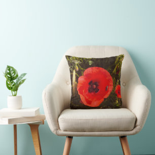 Floral Poppy Dream – Botanical Fantasy Wildlowers Throw Pillow