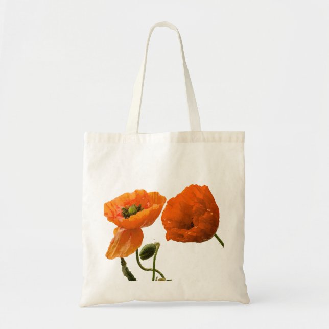 Floral Poppy Flower Bridesmaid Gift Favor Wedding Tote Bag (Front)