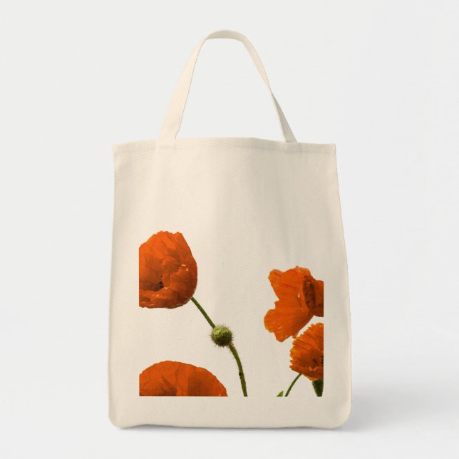 Floral Poppy Flower Bridesmaid Weddings Gift Favor Tote Bag (Front)