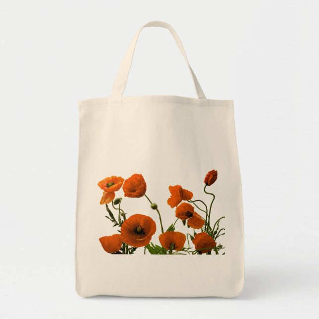 Floral Poppy Flower Weddings Bridesmaid Gift Favor Tote Bag (Front)