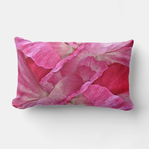 Floral Poppy Flowers Pink Red Lumbar Pillow