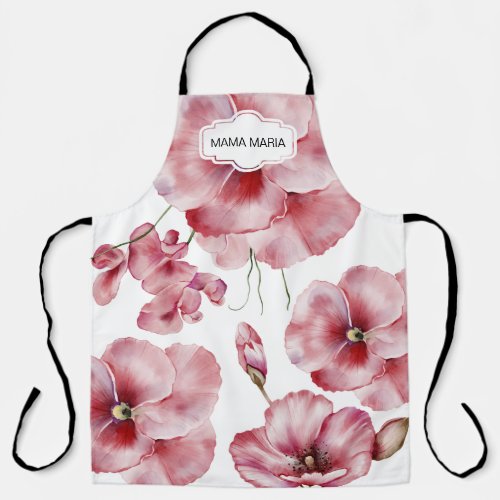 FLORAL POPPY UNISEX All_Over Print Apron